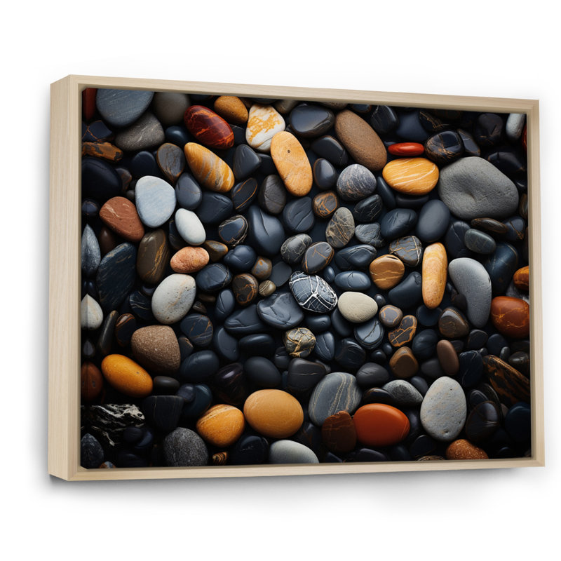 Motif de plage rocheuse III sur toile, H 24 po x l 32 po, Cadre naturel flottant