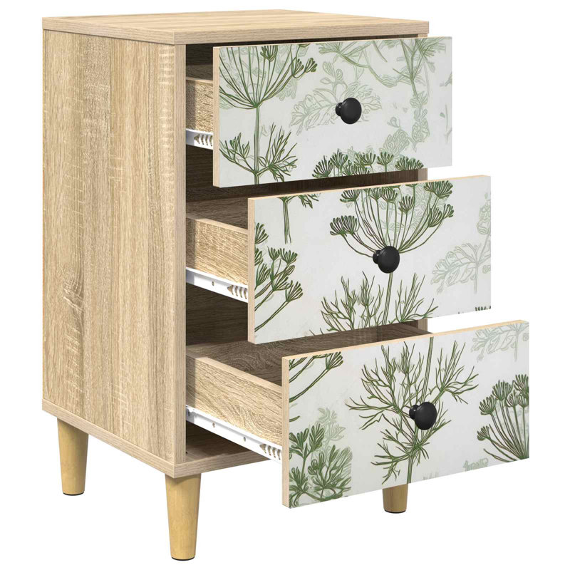  Bedside Cabinet Sonoma Oak Engineered Wood Nightstand Bedroom Furniture