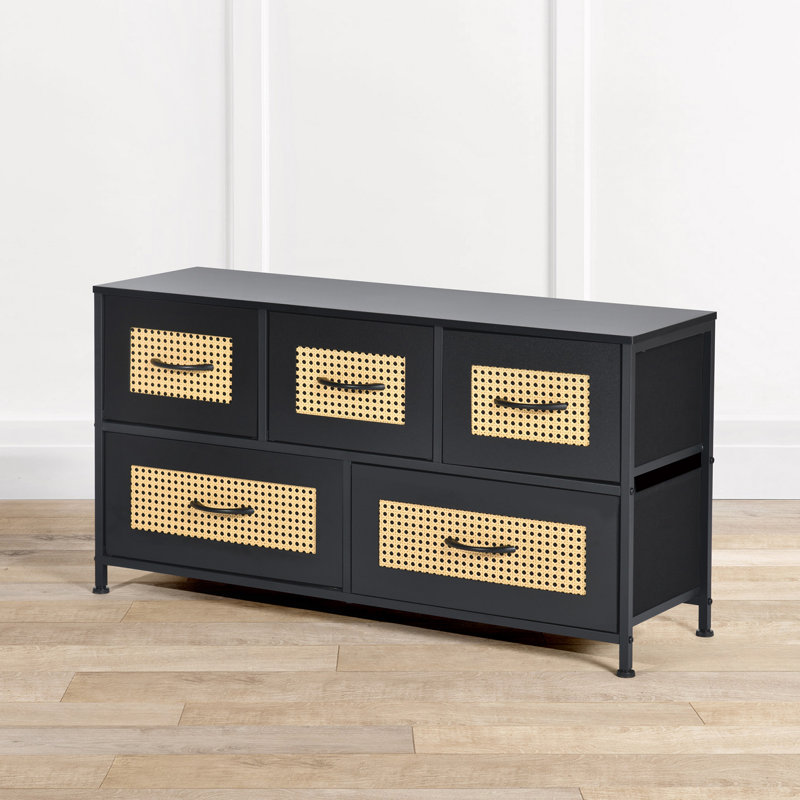 Amarantha Iron 100cm W 5 - Drawer Chest of Drawers
