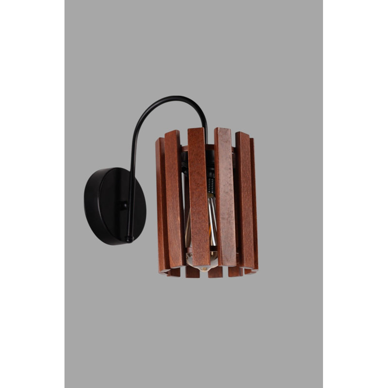 Elegant Wall Lamp with Metal Body & Wooden Cap, 5.7 x 11.0 inches | Ø5.0 Base Plate, Height: 11.0 inches | Walnut & Black Finish, Max 40W E27 Socket, IP20 Rated | Perfect for Modern Living Spaces & Accent Lighting