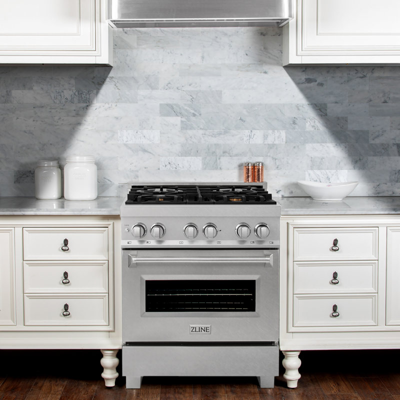 ZLINE 30" Legacy Dual Fuel Range, Brass Burners Satin Stainless Steel
