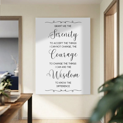 1Pc Framed Canvas Poster Print Serenity Prayer text: Elegant calligraphy on white background, Classic serif art style. Wall Art Decor, Perfect for Room Decor Living Room Bedroom Office Kitchen Bathroom Home Decor, Ideal Home Wall Decoration Gift, 2D Flat