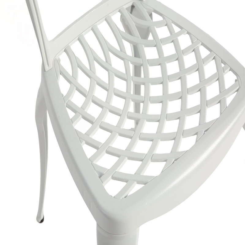 Bistro Set 3 Piece Rustproof Cast Aluminum Patio Furniture, Comfortable And Durable For Outdoor Use, White