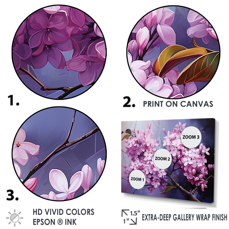 Lilas beauté dévoilée II - Lilas, ensemble d'art sur toile, Cadre flottant noir, H 40 po x l 60 po x P 1 po