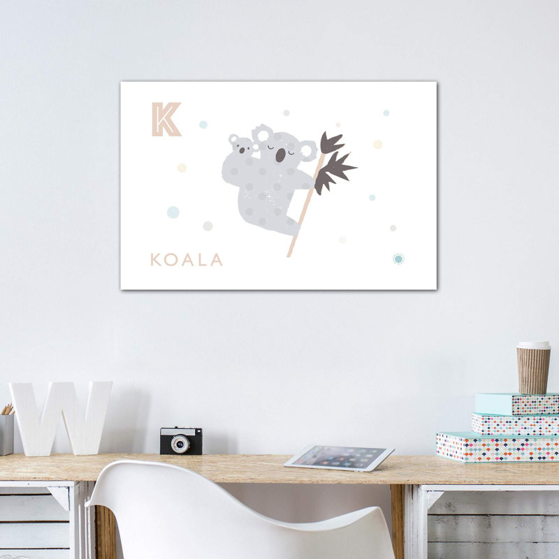 Koala - reproduction d'impression, H 40 po x l 60 po x 1,5 po, Pas de tapis, Toile tendue