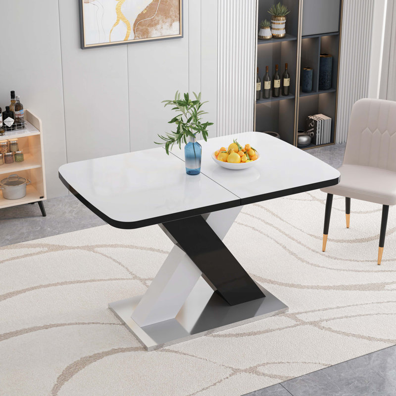 Table de salle à manger Gamiel, Noir / blanc