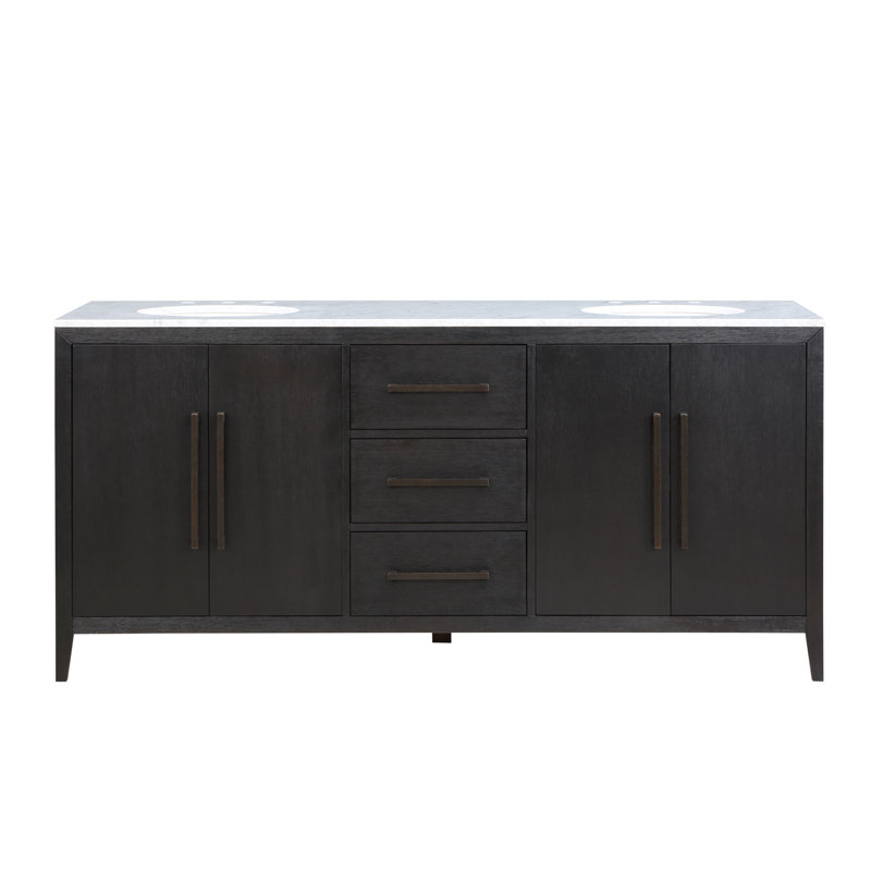 Alsup 72" Double Bathroom Vanity Set, Wire Brushed Dark Oak