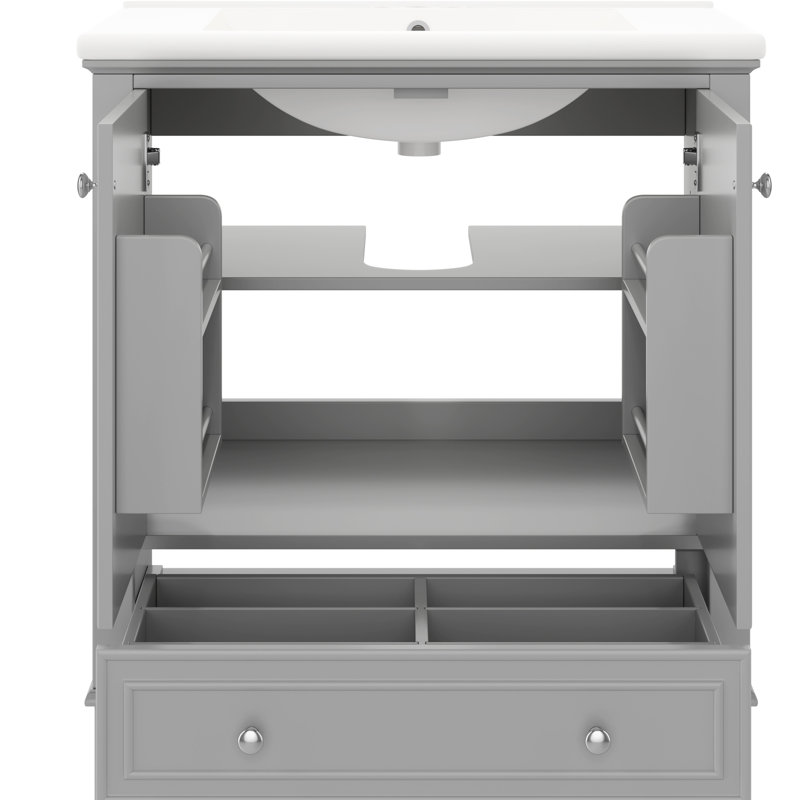 Meuble-lavabo 30 po avec lavabo - Gris, Gris