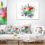 Motif floral texturé rouge et vert - Coussin imprimé floral-29597755-29597759