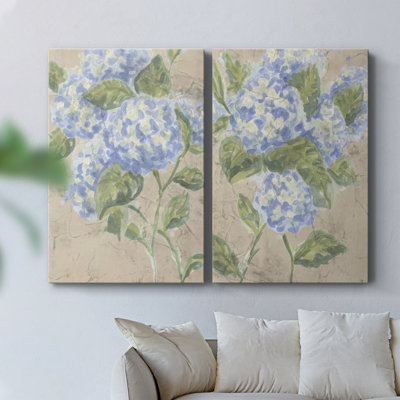 Vintage Hydrangea Fresco I-Premium Gallery Wrapped Canvas -Ready to Hang