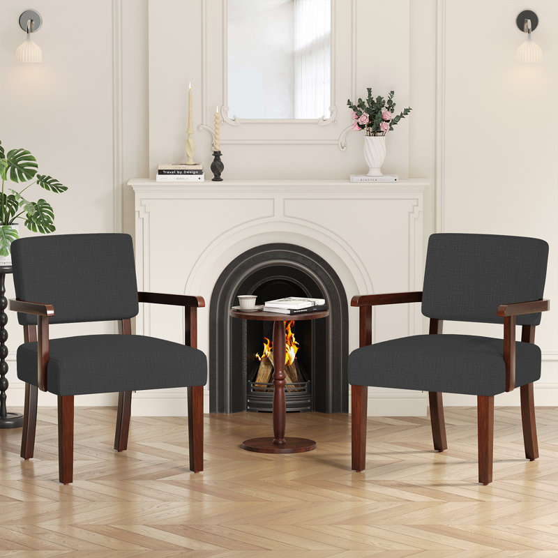 Fauteuil d'appoint Naethan, Lin gris foncé