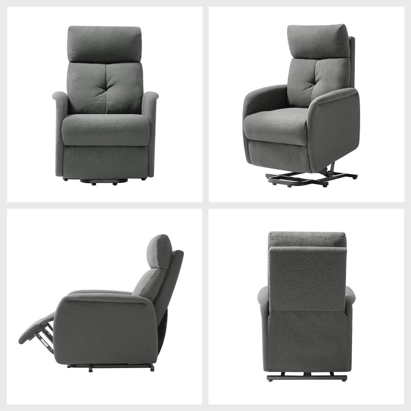 Armenuhi 26.75" Wide Power Lift Assist Standard Recliner (Set of 2), Gray Polyester