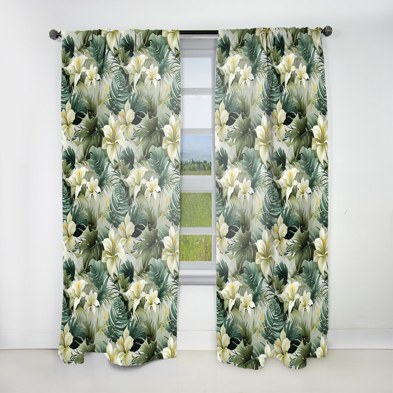 Motif tropical Subdued - rideau en velours tropical - obscurcissant - 1 panneau, L 52 po x L 95 po