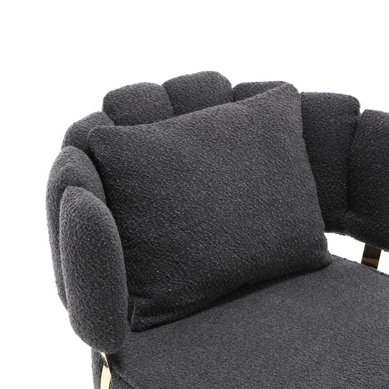 Fauteuil d'appoint rembourré Boucle, Noir