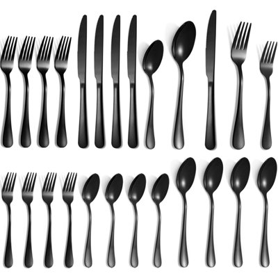 20-Piece Matte Black Stainless Steel Flatware Set For 4, Premium Tableware, Dishwasher Safe