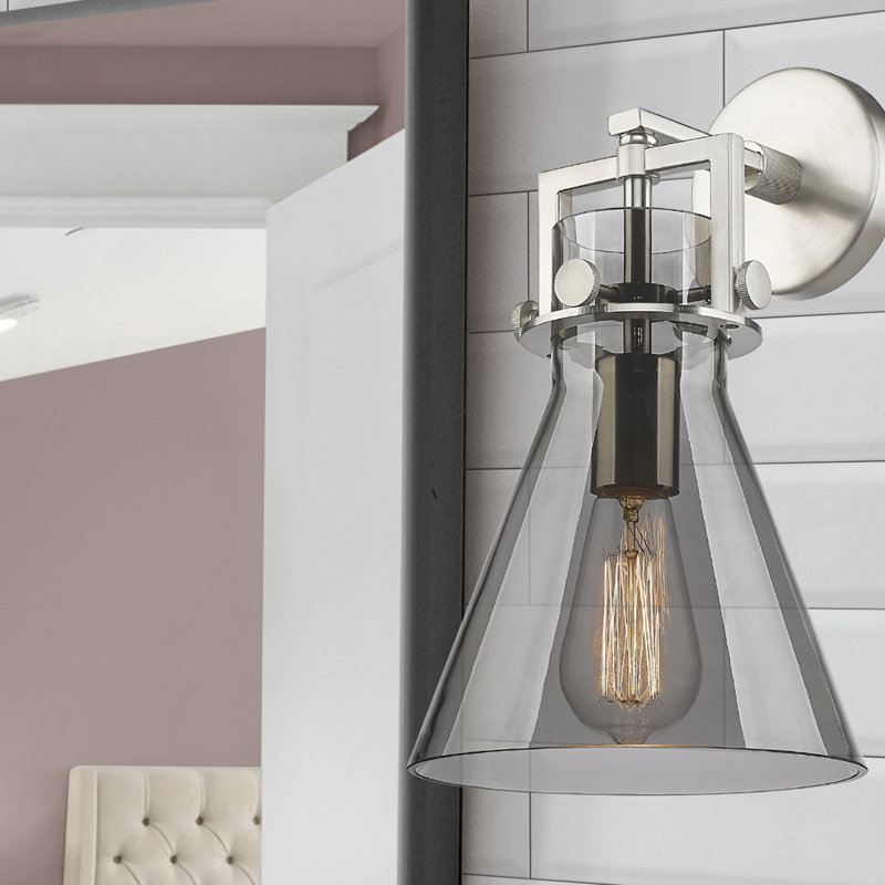 Applique murale 1 lumière 8 po Skokie, Plaqué couleur fumée, Nickel satiné