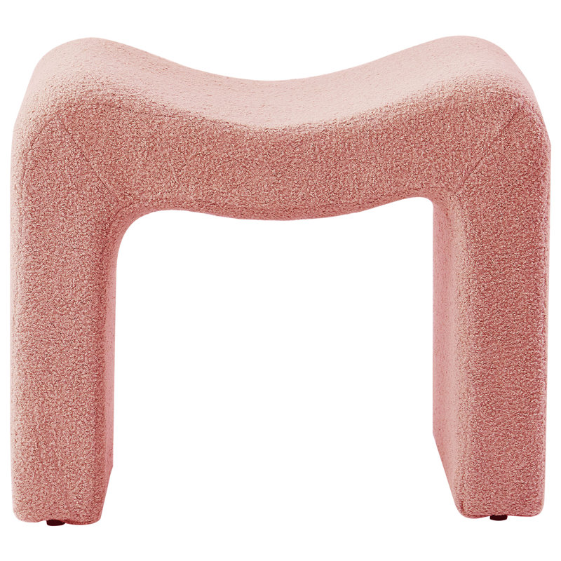 Catargiu Teddy Fleece Upholstered Ottoman, Pink