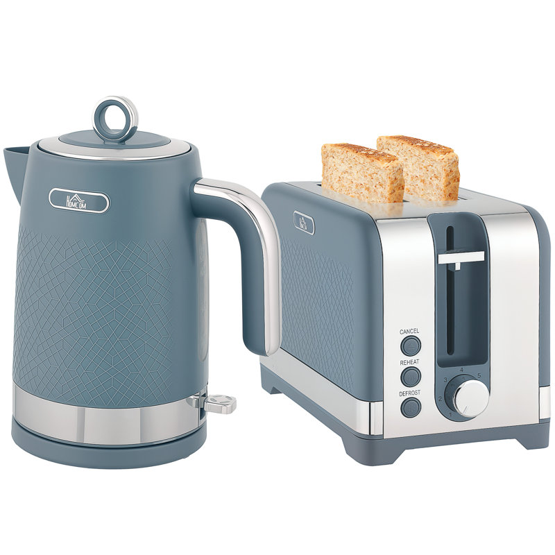 Kettle and Toaster Set, Blue/Silver