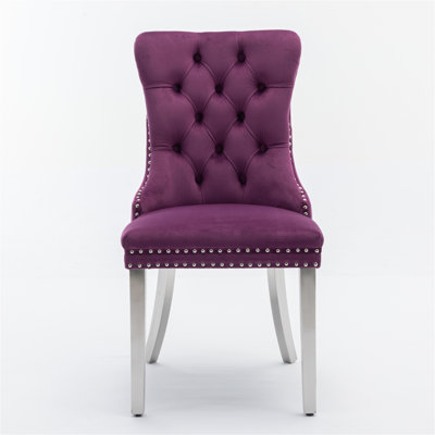 2 Pcs High-End Tufted Solid Wood Contemporary Velvet Upholstered Dining Chair With Wood Legs Nailhead Trim,Upholstered dining room chair,dinning chair,kitchen chair