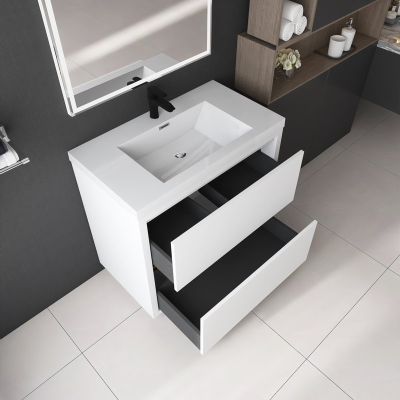 Meuble-lavabo sur pied 36 po avec lavabo, Blanc