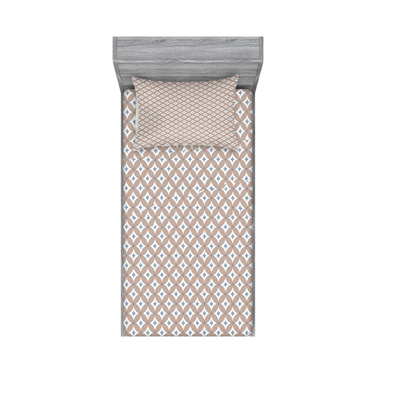 Ensemble de draps à petits cercles entrelacés, Ensemble de draps pour lit simple avec drap-housse