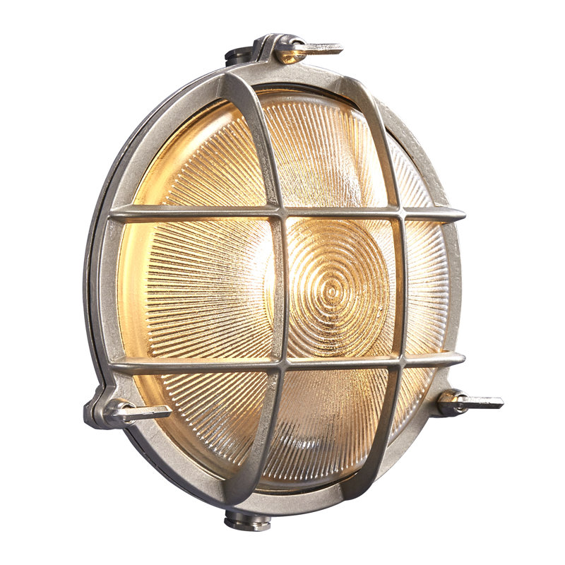 Polperro Nickel 10cm H Outdoor Bulkhead Light