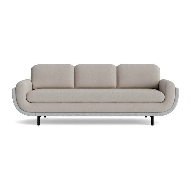 Regatta 90 Sofa, PerformanceBoucle-DoveGray/Textured Weave-Sky Blue, Black