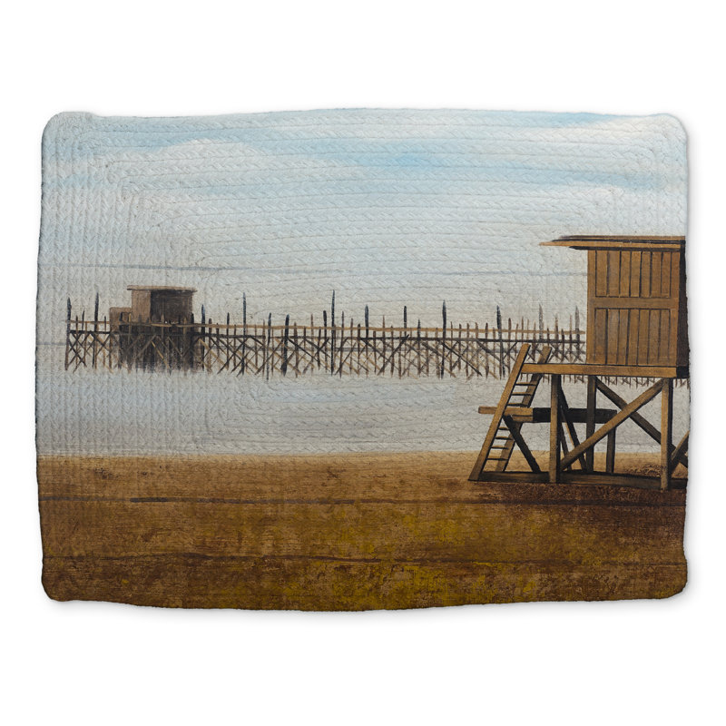 Coastal Sea Blue Braided Polyester Placemat - Beach Home Decor