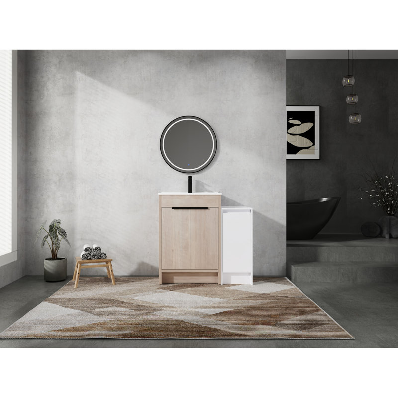 Meuble-lavabo autoportant avec lavabo et rangement en céramique, 36 po, charnière de porte à fermeture en douceur