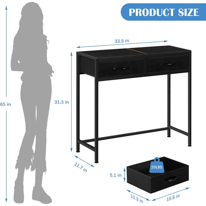 Contrell 34'' Console Table, Black Top/Black Base