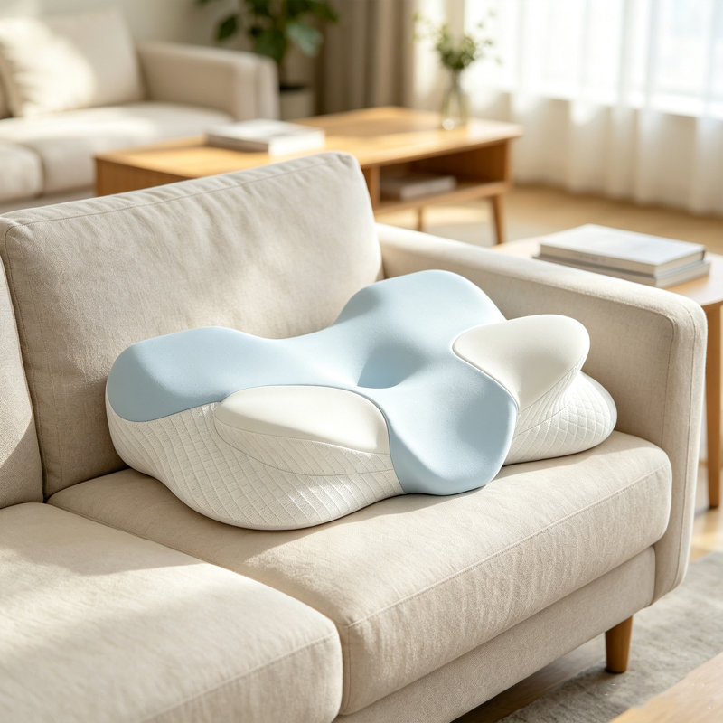 Oreiller en mousse à mémoire de forme en forme de papillon, oreiller ergonomique pour lit de soutien avec housse respirante en soie glacée, oreiller en mousse à rebond élevé pour les personnes qui dorment sur le côté, le dos et le ventre, taille 23,6 po x 15,4 po x 5 po
