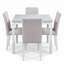Ensemble de table de salle à manger 5 pièces avec garniture en cristal, 4 chaises rembourrées pour la salle à manger et la cuisine, finition blanche-131256791