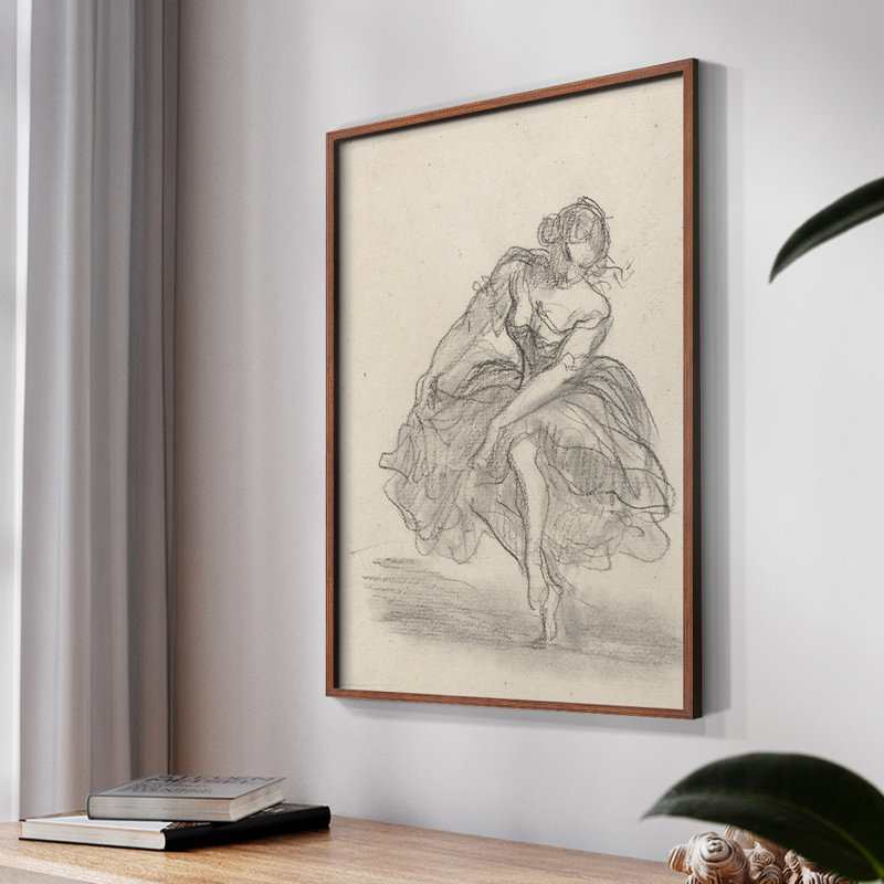 "Croquis rétro LVI" sur, H 10 po x l 8 po, Noyer