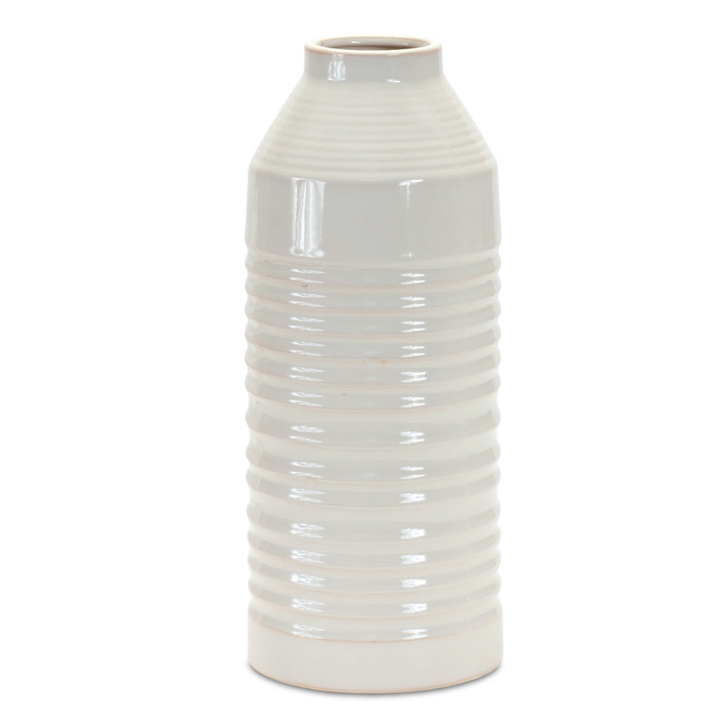 Vase de table en terre cuite blanche Anaiza, H 14,75 po x l 6 po x P 6 po