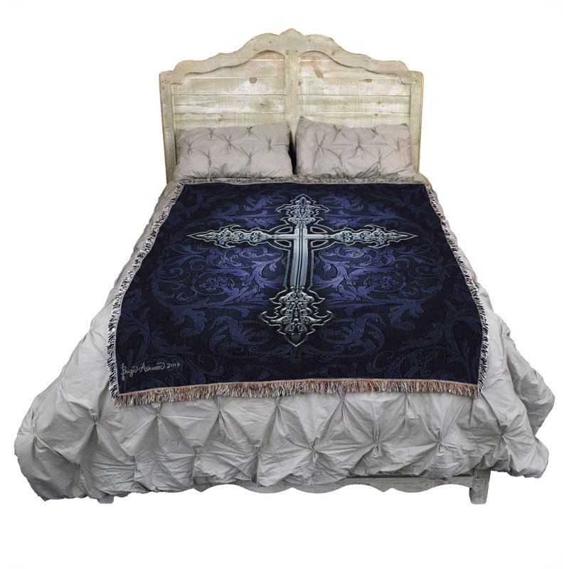 Pure Country Weavers Gothic Cross Blanket by Brigid Ashwood - Religious Gift Tapestry Throw Woven from Cotton - Made in The USA (72x54)