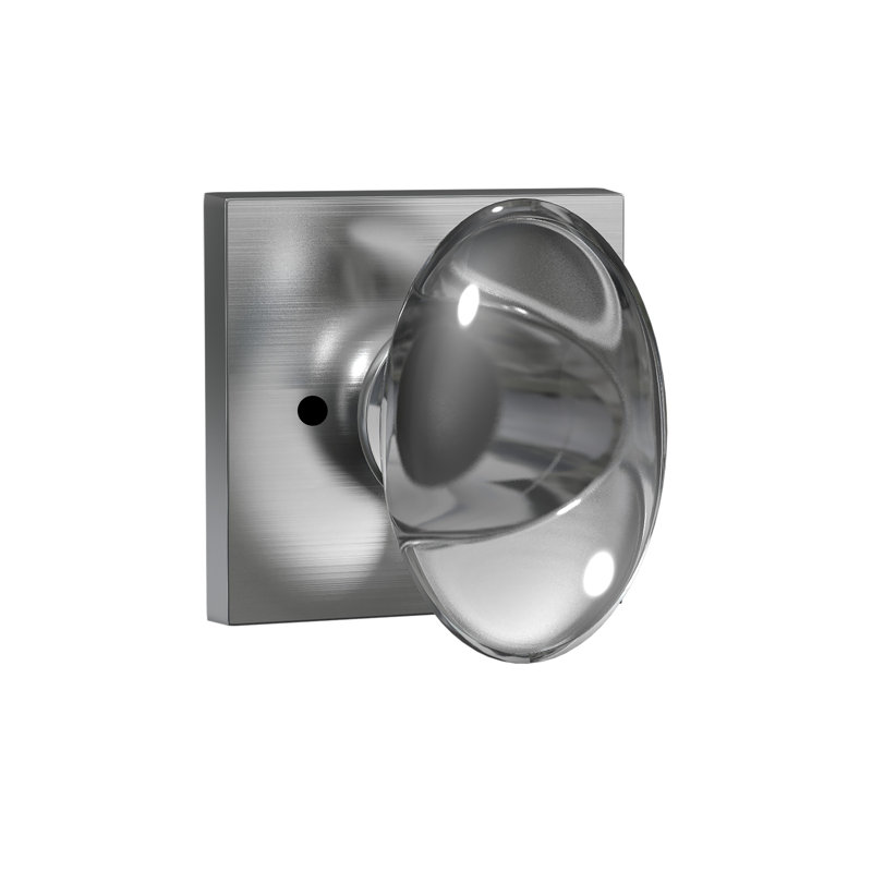 Poignée ovale en verre Bravura 928-6, Carrée, Nickel satiné