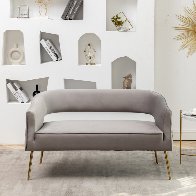 Chynna 51.2'' Velvet Loveseat, Gray Velvet