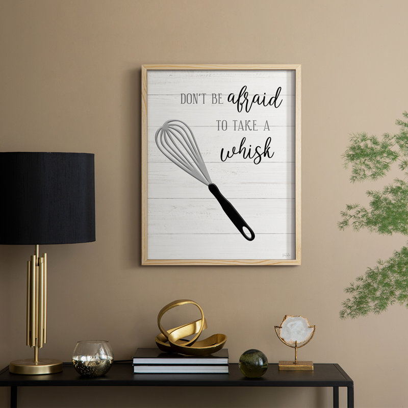 Take A Whisk Framed Print - Solid Wood, 11" H x 9" W, Natural