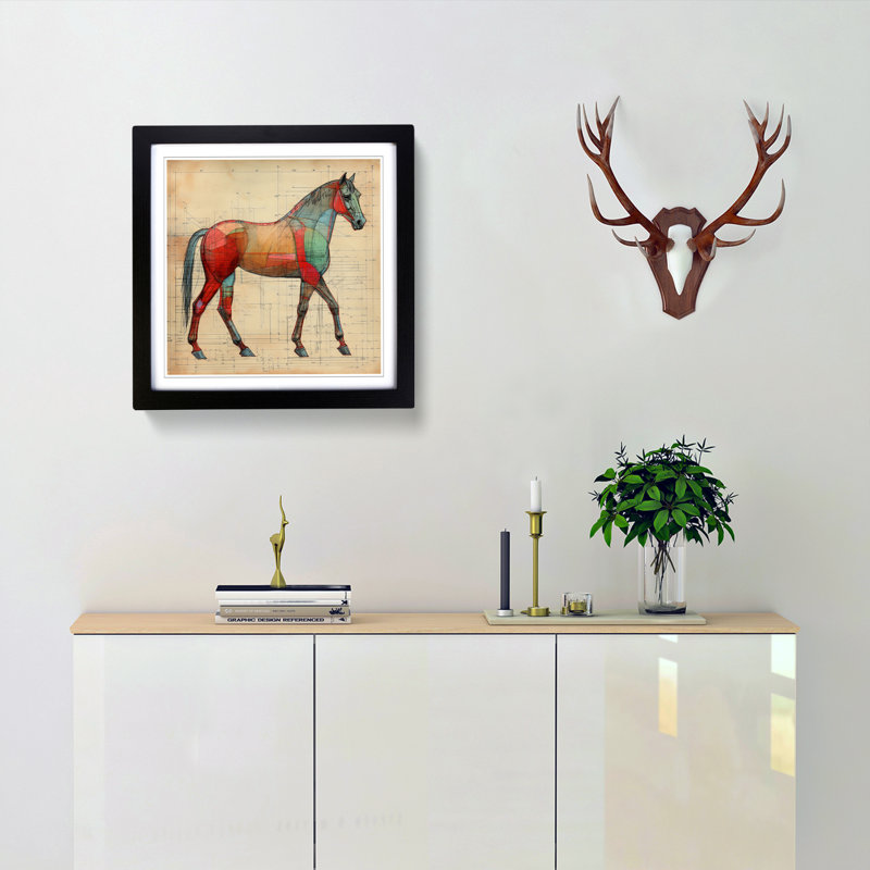 Horse Constructivism - Framed Print, Black