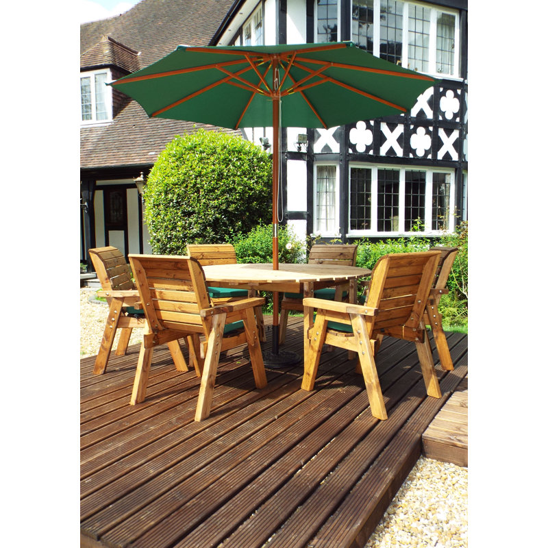 Faust 6 Seater Dining Set with Cushions, Green