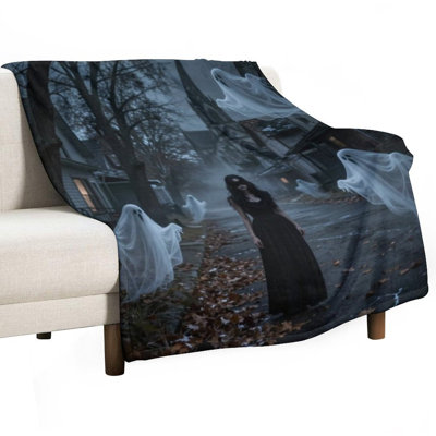 Jeté en flanelle de luxe pour femme noire, couverture douce et douce pour le salon