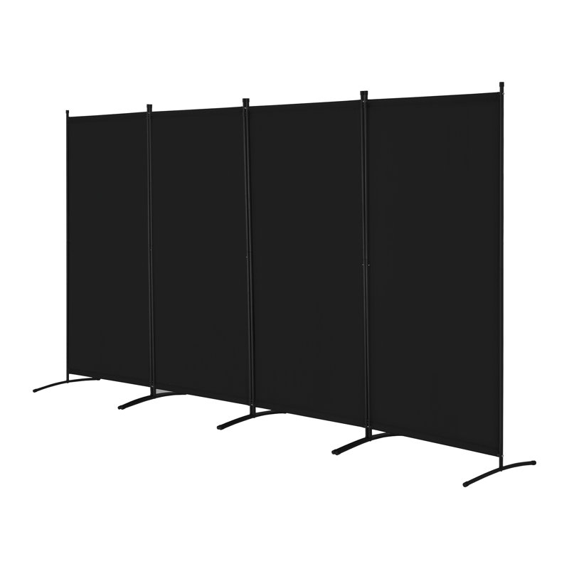Paravent pliable à 4 panneaux en tissu Oxford avec structure en fer, autoportant, pour chambre, bureau et salon, noir