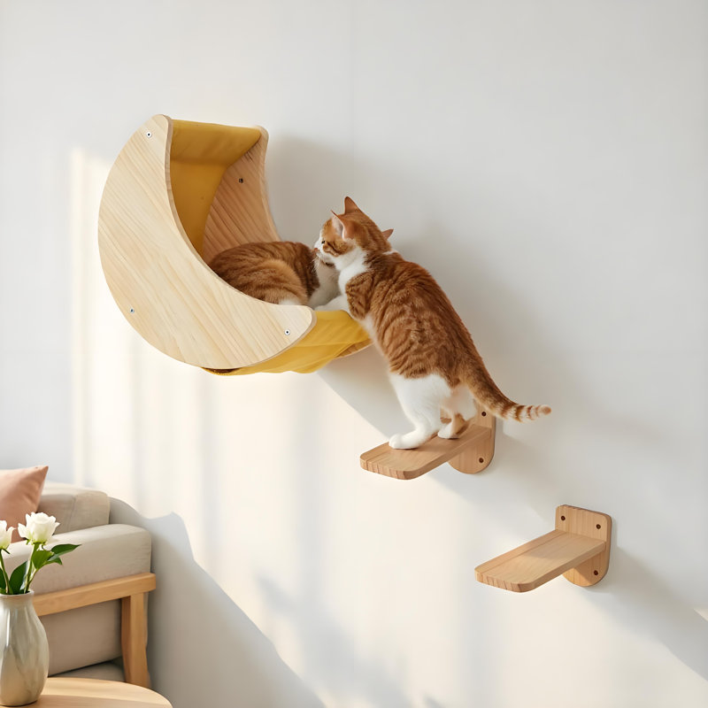 Escalier mural pour chat avec hamac