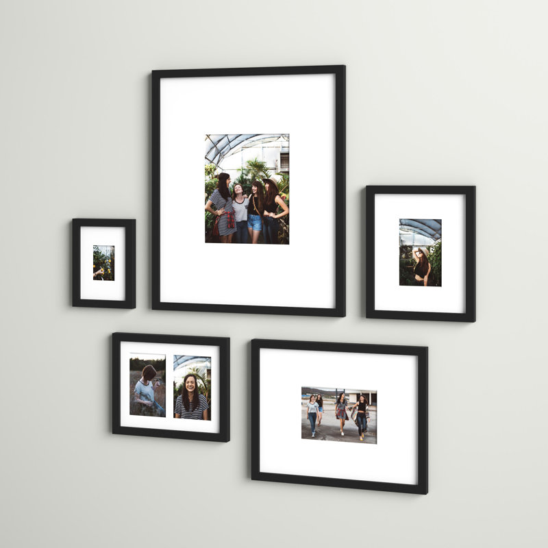 Kinde Matte Picture Frame - Set of 5 with Mat, Black