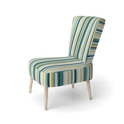 Jungle Green And Yellow Striped Pattern - Upholstered Modern Side Chair, Striped Pattern Accent Chair