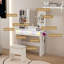 Bureau en bois avec miroir blanc