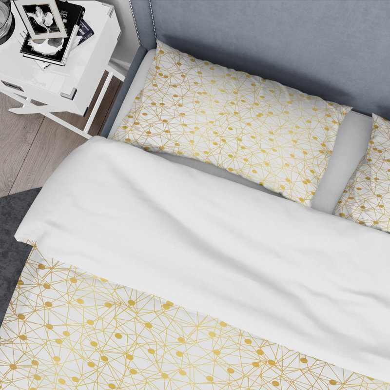 Ensemble de housse de couette à style mid-century labyrinthe ii, Housse de couette très grand + 2 taies décoratives