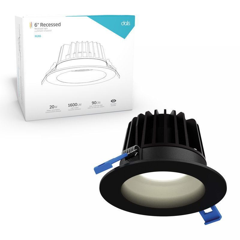 Panneau lumineux DEL rond 6 po, Noir