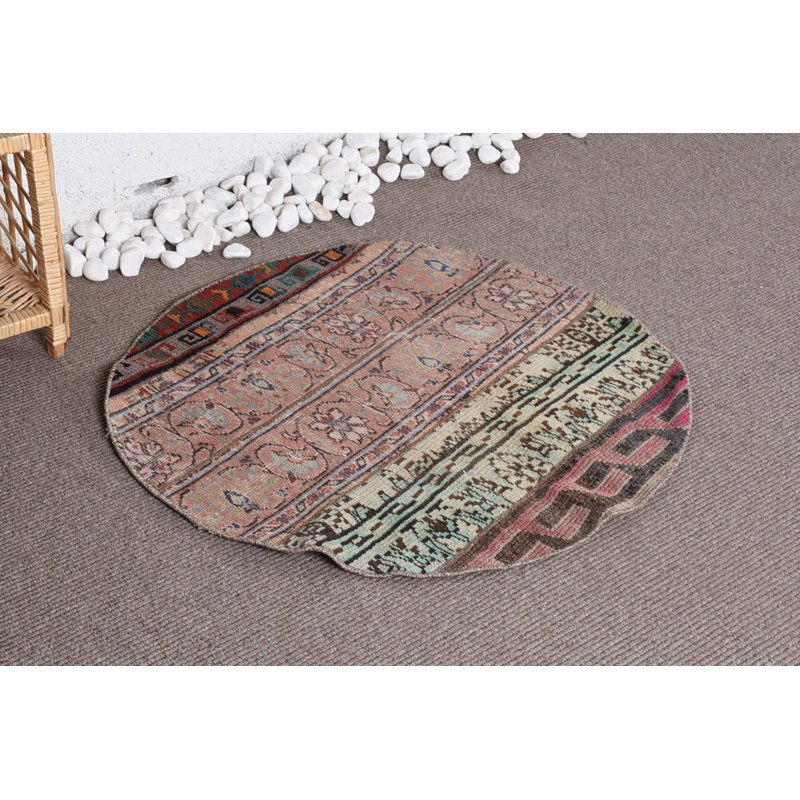 Tapis turcs, tapis marocain, tapis vert Oushak, petit tapis de 3,1 pi x 3,1 pi, tapis de sol, tapis rétro