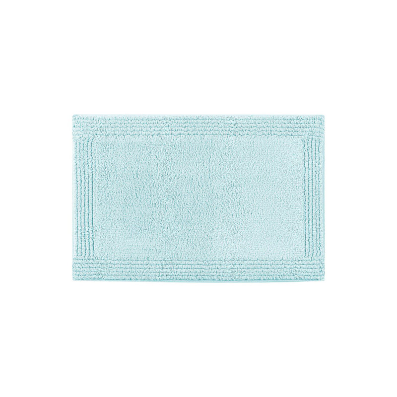 1 PCS 100% Cotton Tufted 3000 GSM Reversible Bath Rug, 15.75" L x 5.32" W, Blue/Cream